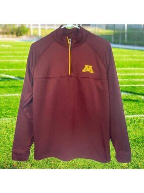 Champion Minnesota Gophers 1/4 Zip Size Small Maroon Fleece Lined Mock Neck NCAA